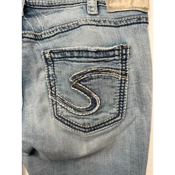 Silver Jeans Suki High Baby Boot Jeans, Size 32, Light Wash - Picture 3 of 6